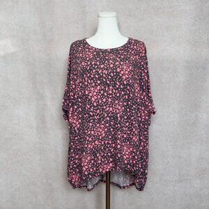 ANDREE BY UNIT Oversized Coral Pink & Black Patterned Tunic